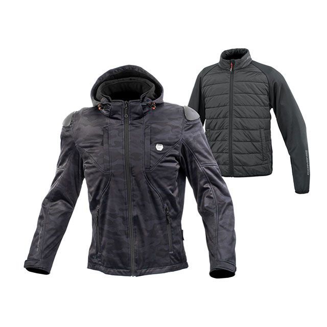 コミネ 2024-2025秋冬モデル JK-6235 ハイプロテクトソフトシェルシステムパーカ セット（ブラックカモ） サイズ S KOMINE