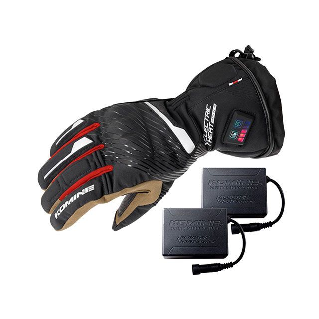 コミネ 2024-2025秋冬モデル EK-2155 デュアルヒートプロテクトエレクトリックグローブ セット（ブラック/レッド） サイズ S KOM…の通販は