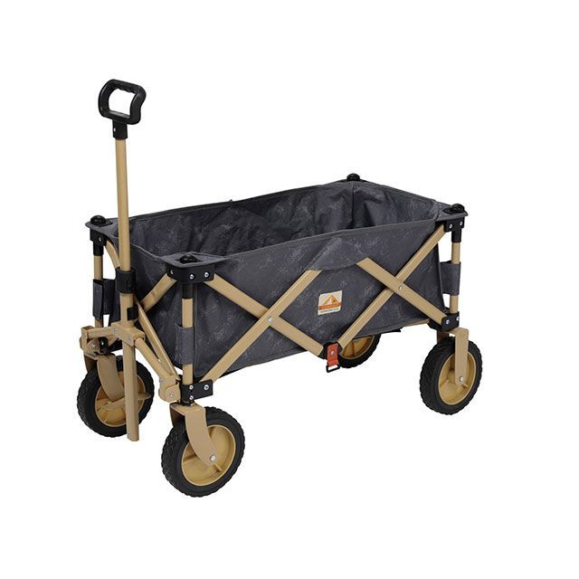 キャプテンスタッグ キャンプアウト コンパクト4輪キャリー（エイジンググレー×タン） CAPTAIN STAG