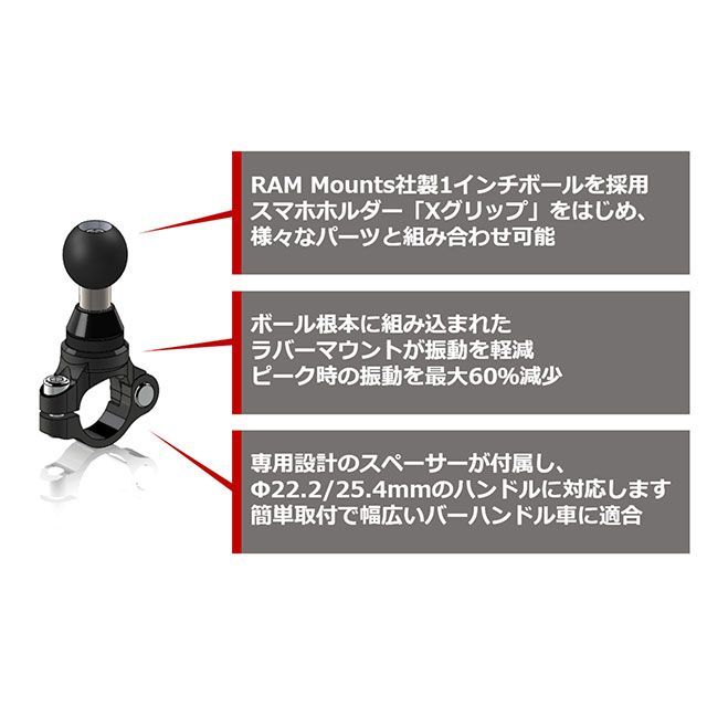ラムマウント Xグリップ（S）＆PLOT防振クランプセット（ショートアーム）1インチボール RAM MOUNTS_6