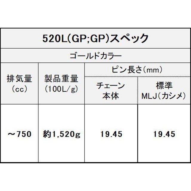 江沼チェーン 汎用 ThreeD LUXE シールチェーン 520L/3D MLJ（ゴールド） リンク数 102L EKチェーン_4