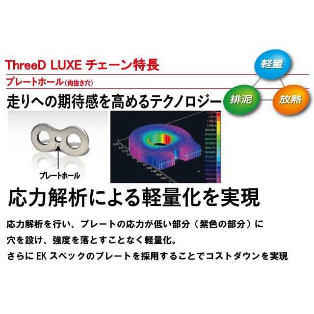 江沼チェーン 汎用 ThreeD LUXE シールチェーン 520L/3D MLJ（ゴールド） リンク数 116L EKチェーン バイクの通販は
