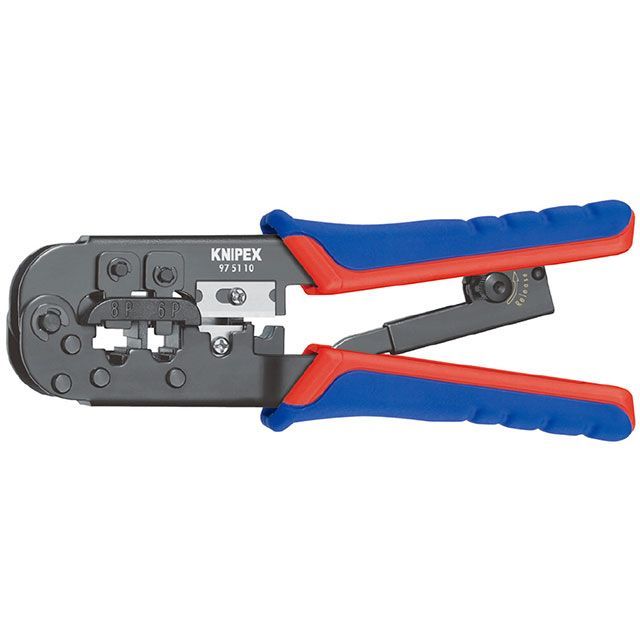 クニペックス 9751-10SB ウエスタンプラグ用 圧着ペンチ グリンピング能力6/8ピン コンフォートハンドル KNIPEX