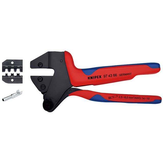 クニペックス 97 43 66 MC4マルチコネクトコネクタ用 圧着システムプライヤー 2.5/4/6mm2 KNIPEX