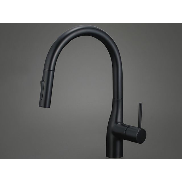 ケーブイケー KM6061ZECM5寒 流台混合栓 グース e寒（マットブラック） KVK 日用品