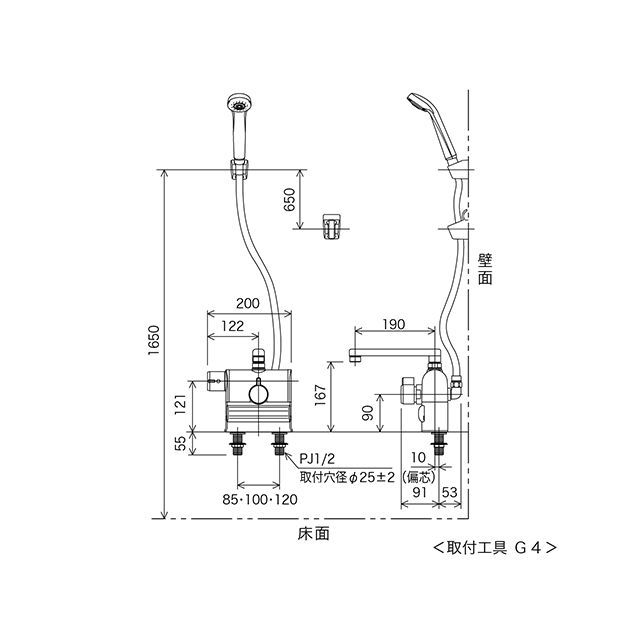 ケーブイケー KF3008L デッキ形サーモシャワー 左 190 KVK_3