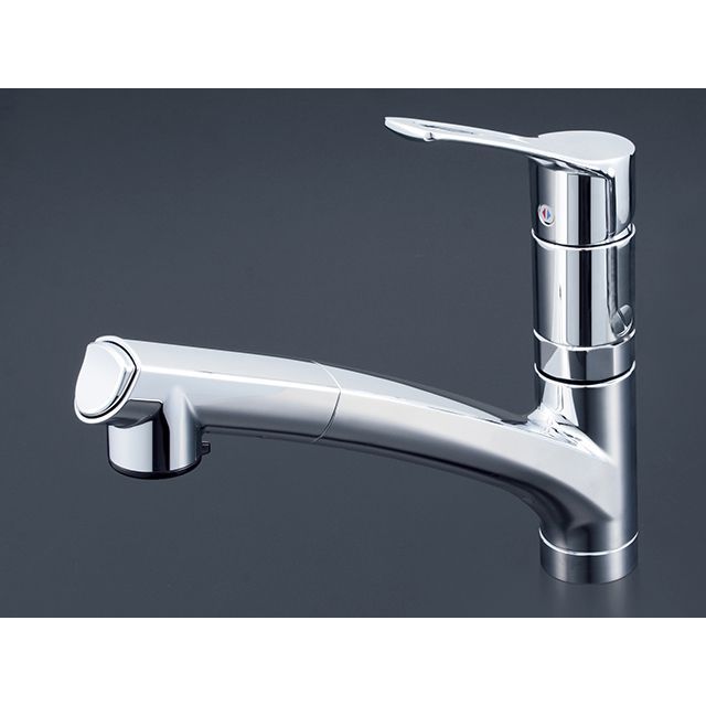 KVK KM5021TEC シングルシャワー付混合栓ケーブイケー 流し台用 シングルシャワー付混合栓（eレバー）：KM5021TEC｜キッチン用水栓：台