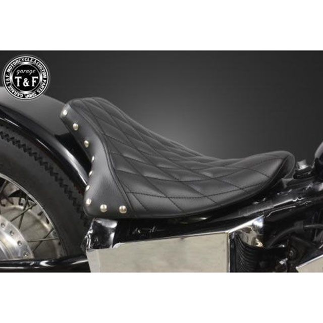 ガレージT&F STEED400 スティード400 フラットフェンダー専用 スタッド付きシングルシート ダイヤ（ブラック） T&F