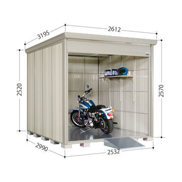 メーカー直送】タクボ物置 バイクシャッターマン BS-S2529 組立＋転倒