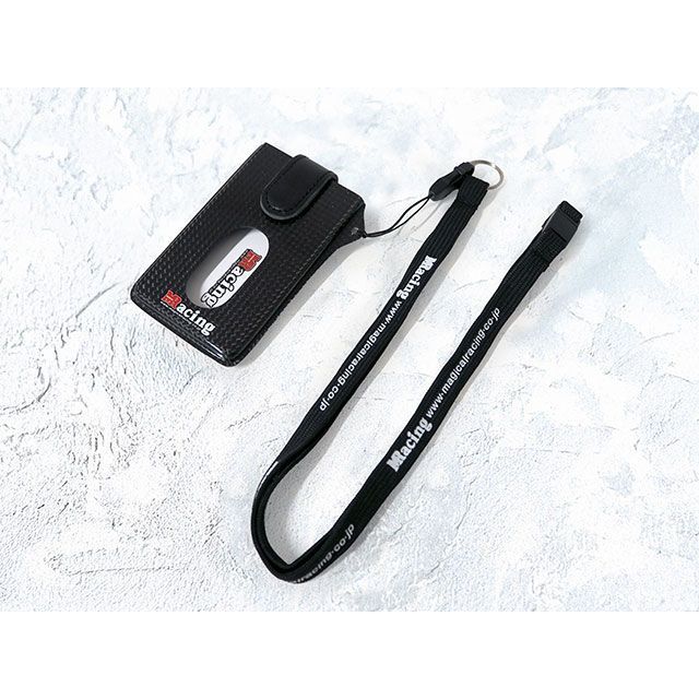 マジカルレーシング カーボン製オリジナル名刺入れ 平織カーボン製 オリジナルネックストラップ付き（フラップ/黒） Magical Racing