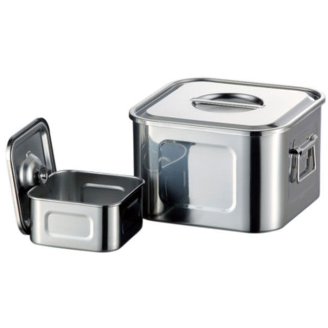 赤川器物製作所 127240 18-8 浅型角キッチンポット 24cm ストッパー付取手付き akagawa