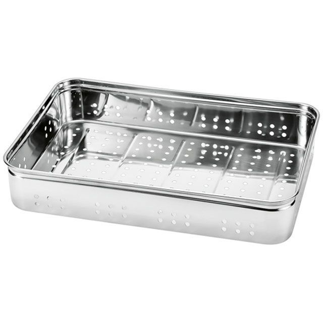 赤川器物製作所 22509 18-8 穴明番重バット 大・80 akagawa