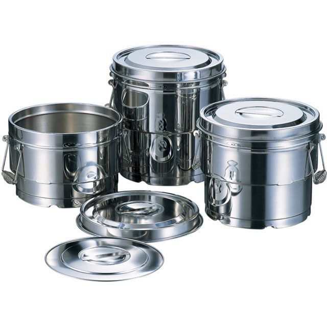 赤川器物製作所 14014C 18-8 目盛付二重食缶（クリップ付仕様）14L akagawa 日用品の通販は