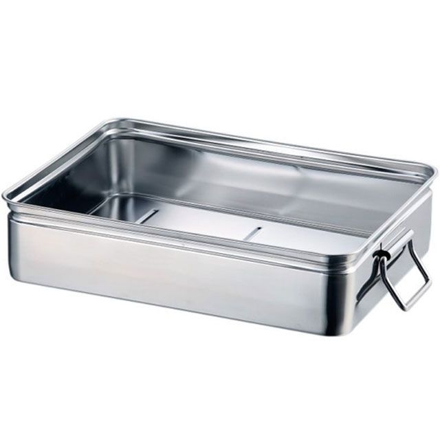 赤川器物製作所 22007-1 18-8 番重バット（取手付）浅型 特大 9cm akagawa