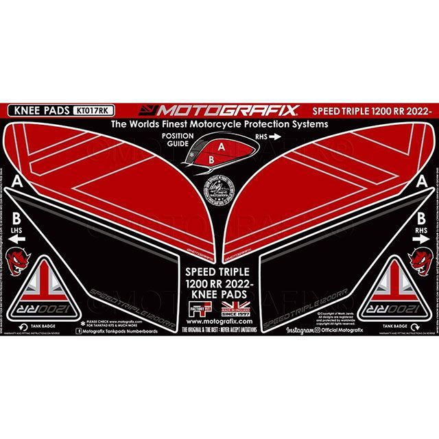 モトグラフィックス Speed Triple1200RR ボディパッド ニーパッド