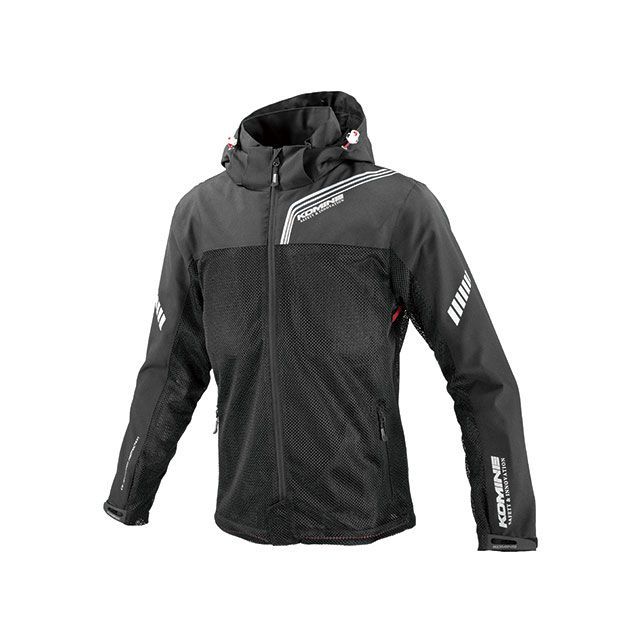 コミネ 2025春夏モデル JK-179 エニグマライト ハーフメッシュパーカ（ブラック） サイズ XL KOMINE