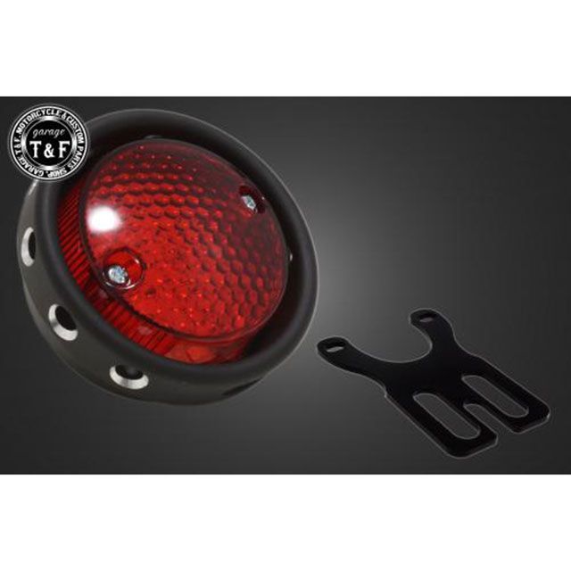 ガレージT&F 汎用 シーシーバー用ナンバーブラケットKIT＆ドリルドアイテールランプ（ブラック） サイズ φ38（38mm）専用 T&F_1