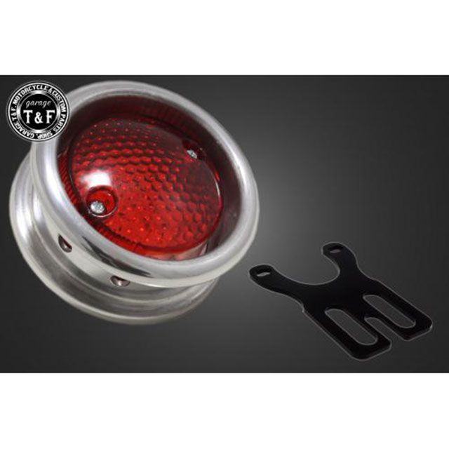 ガレージT&F 汎用 シーシーバー用ナンバーブラケットKIT＆ボバースタイルテールランプ（ポリッシュ） サイズ φ38（38mm）専用 T&F_1