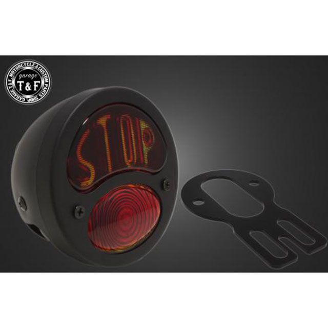 ガレージT&F 汎用 シーシーバー用ナンバーブラケットKIT＆DUOテールランプ STOP（ブラック） サイズ φ15（15mm）専用 T&F_1