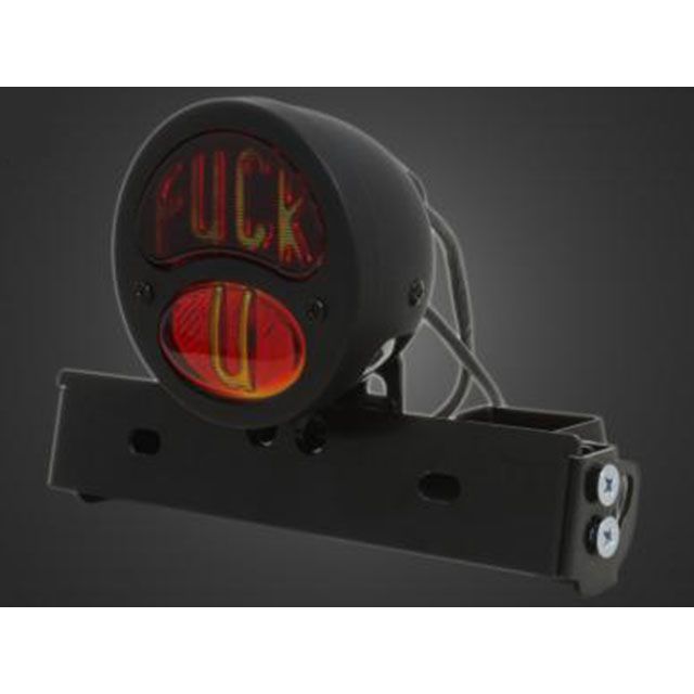 ガレージT&F 汎用 シーシーバー用ナンバーブラケットKIT＆DUOテールランプ FUCKU（ブラック） サイズ φ38（38mm）専用 T&F
