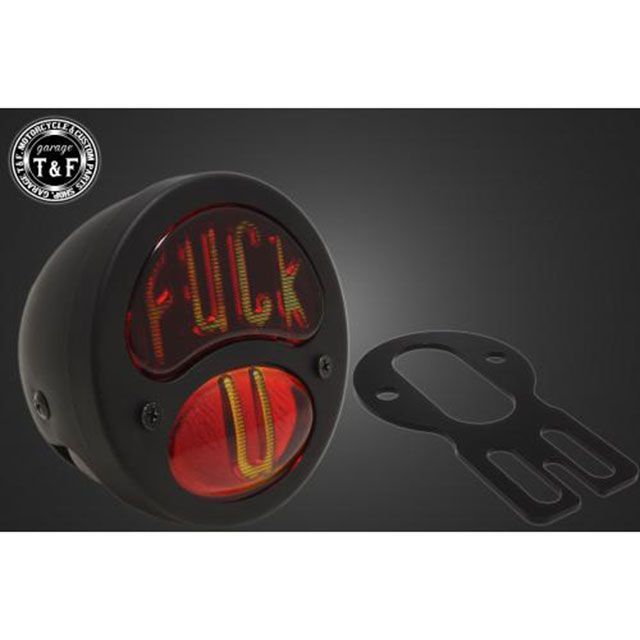 ガレージT&F 汎用 シーシーバー用ナンバーブラケットKIT＆DUOテールランプ FUCKU（ブラック） サイズ φ38（38mm）専用 T&F_1