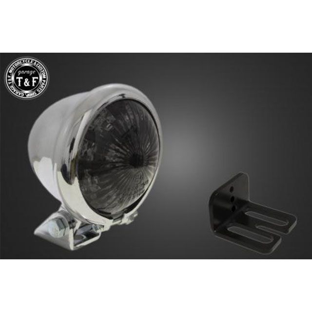 ガレージT&F 汎用 シーシーバー用ナンバーブラケットKIT＆ブレットテールランプ スモークレンズ（メッキ） サイズ φ38（38mm）専用 T&F_1