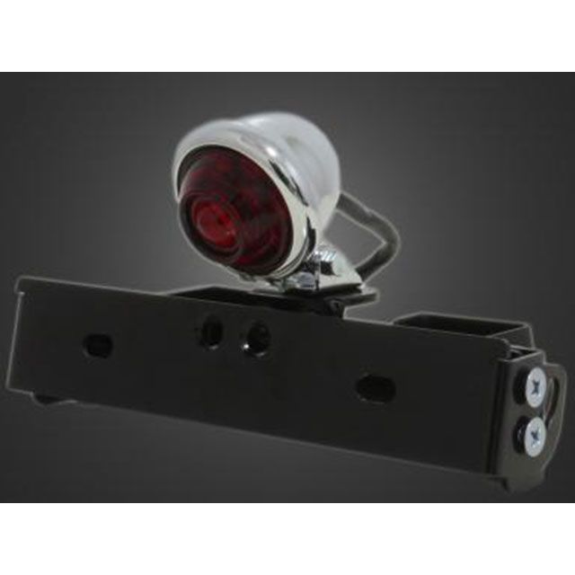 ガレージT&F 汎用 シーシーバー用ナンバーブラケットKIT＆ブレットテールランプ クラシックレンズ（メッキ） サイズ φ38（38mm）専用 T&F