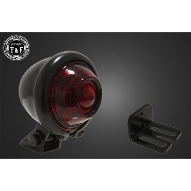 ガレージT&F 汎用 シーシーバー用ナンバーブラケットKIT＆ブレットテールランプ クラシックレンズ（ブラック） サイズ φ15（15mm）専用 T…_1