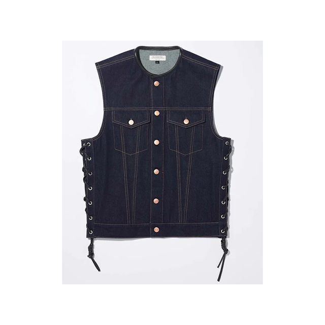 カドヤ 2025春夏モデル K'S LEATHER＆K'S PRODUCT SOLID BIKER VEST（ネイビー） サイズ 4L KADOYA…