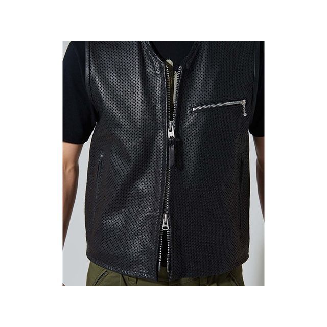 カドヤ 2025春夏モデル K'S LEATHER＆K'S PRODUCT PL-RIDERS VEST（ブラック） サイズ L KADOYA バイク ベスト