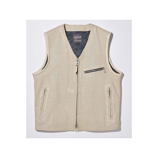 カドヤ 2025春夏モデル K'S LEATHER＆K'S PRODUCT PL-RIDERS VEST（アイボリー） サイズ M KADOYA バ…