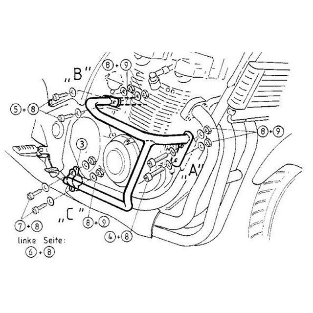 ヘプコ＆ベッカー ZR-7（ZR750F） ZR-7S（ZR750H）ハーフカウル エンジンガード（クローム） HEPCO＆BECKER