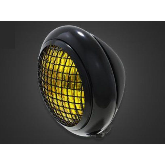 ガレージT&F 汎用 5.75インチグリルトラクターヘッドライト（ステー無し） タイプ ブラック・イエローレンズ T&F