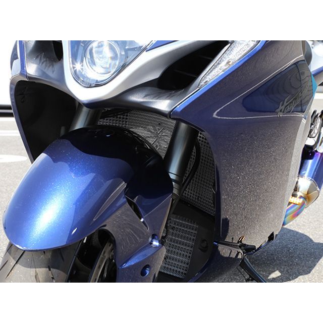 アールズギア Hayabusa ラジエター・オイルクーラーガードセット（ラージロゴ/シルバー） R’s GEAR