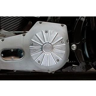 フォーク B/T ダービーカバー 5穴 ラジアルフィン ビッグツイン（99〜） カラー ポリッシュ FORK バイクの通販は