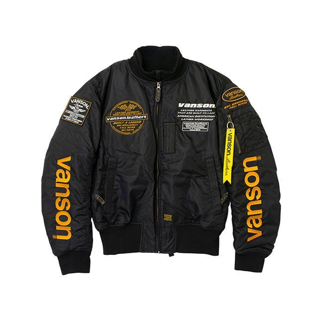 バンソン 2025-2026秋冬モデル VS25108W MA-1 JACKET（ブラック/イエロー） サイズ M VANSON