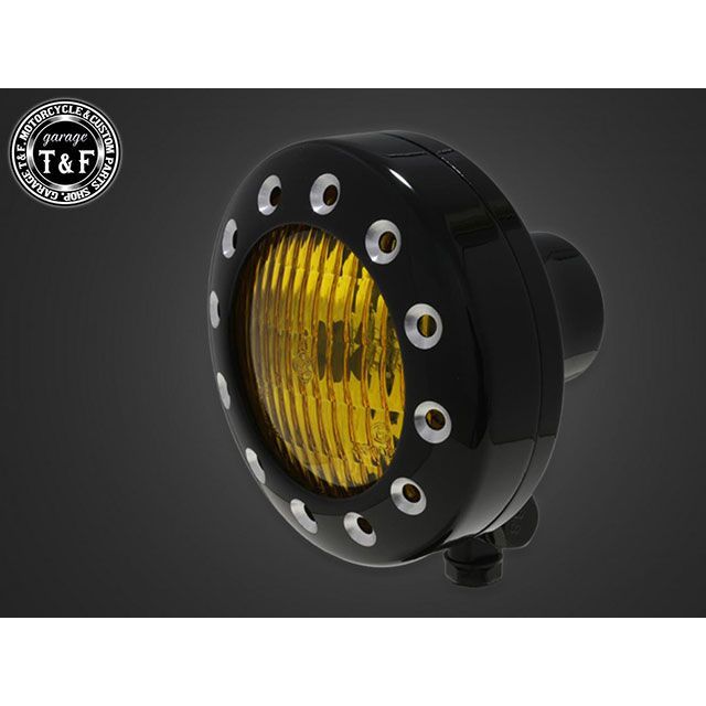 ガレージT&F スティード400/VLS スティード400（VLS）4.5インチドリルドヘッドライト＋ステーSET（タイプD） タイプ ブラック・イ…