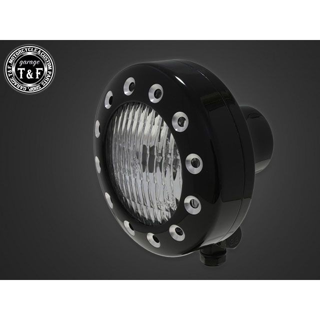 ガレージT&F バルカン400/II バルカン400（II）4.5インチドリルドヘッドライト＋ステーSET（タイプA） タイプ ブラック・クリアーレ…