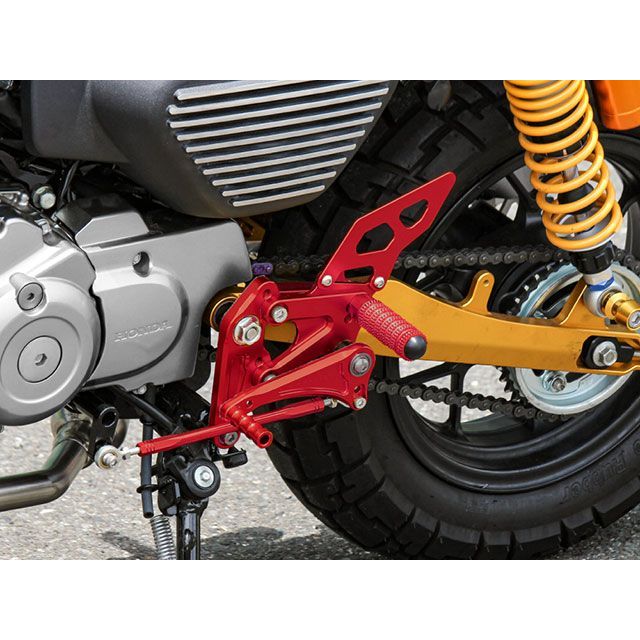 マッドマックス モンキー125 Mr Quick製 ホンダ モンキー125用 アルミ製 6ポディション バックステップ（レッド） MADMAX