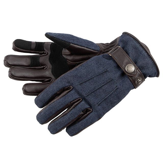 デグナー 2025-2026秋冬モデル FRTG-106 レザーAAAデニムグローブ（ネイビー/ブラウン） サイズ L DEGNER
