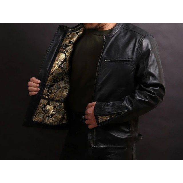 デグナー 21SJ-14K 金襴レザージャケット（ブラック-輝龍） サイズ XL