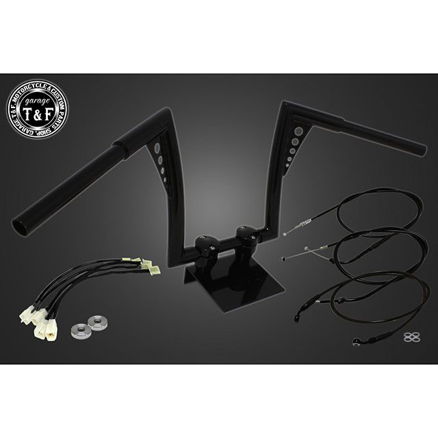 ガレージT&F レブル250 レブル250 2017-2019年 ABS非搭載モデル 極太バットマンハンドル 12インチ＆ワイヤーセット（ブラック）…