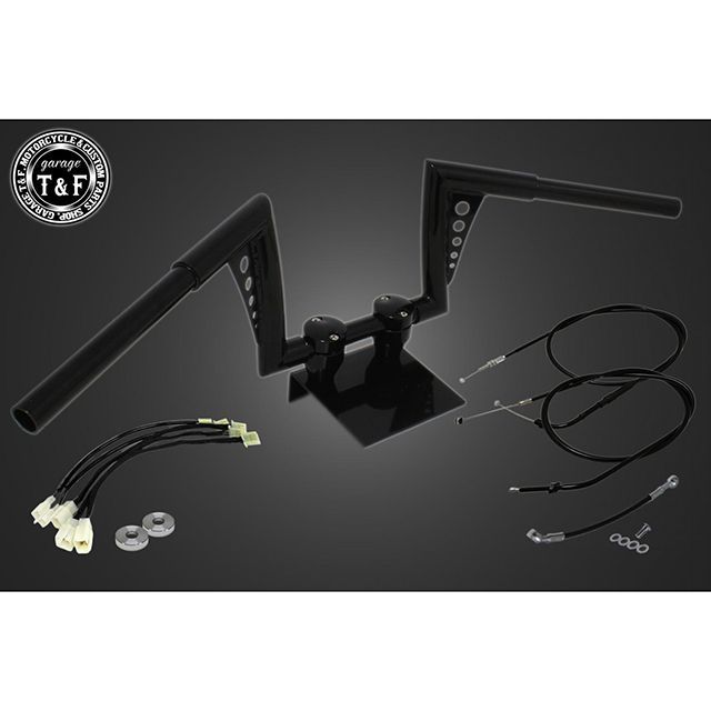 ガレージT&amp;F レブル250 レブル250 2017-2019年 ABS搭載モデル 極太バットマンハンドル 8インチ＆ワイヤーセット（ブラック） T…