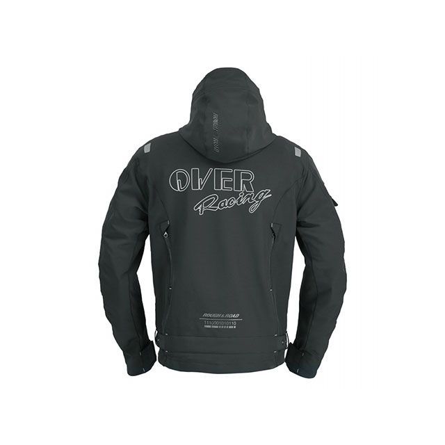 オーバーレーシング エアスルーソフトシェルパーカーFP OVER×ラフアンドロード（オール黒いこと） 大きさ M OVER RACING