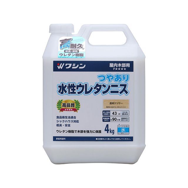 和信ペイント ＃941851 水性ウレタンニス 4kg（透明クリヤー） Washi Paint