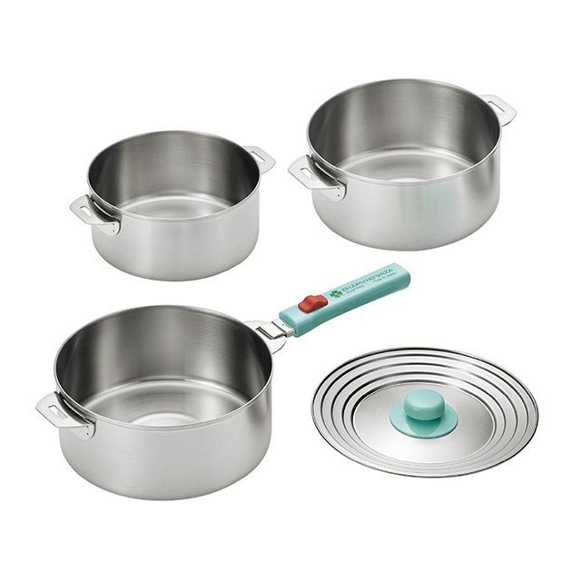 ヨコヤマ EJQ-1200 燕熟の技（ユニット角型バット）ステンレス鍋16cm＆18cm＆20cm・着脱ハンドル・兼用蓋付き YOKOYAMA