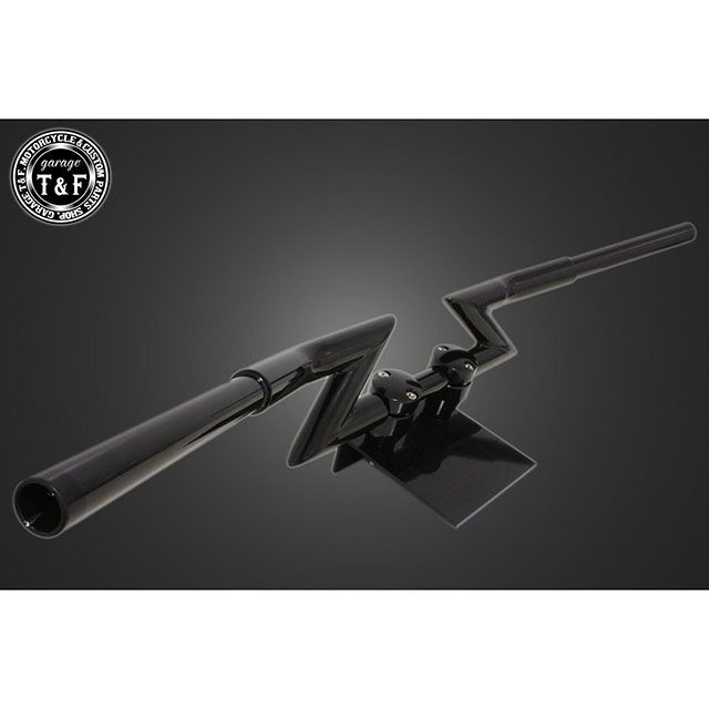 ガレージT&amp;F 汎用 極太Zバーハンドル（ナロータイプ） 4インチ 25.4mm（ブラック） T&amp;F
