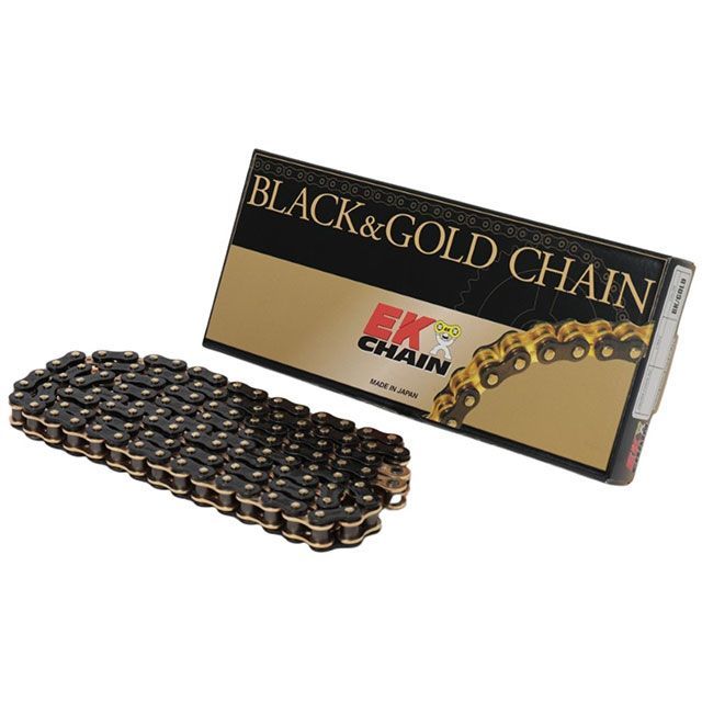 江沼チェーン 汎用 QXリングシールチェーン 420SR-X（BK：GP）90L SJK（ブラック＆ゴールド） サイズ 124L EKチェーン