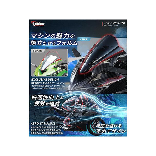 カエディア Ninja ZX-25R ZX-4R SE/RR レーシングウィンドアーマーKDR