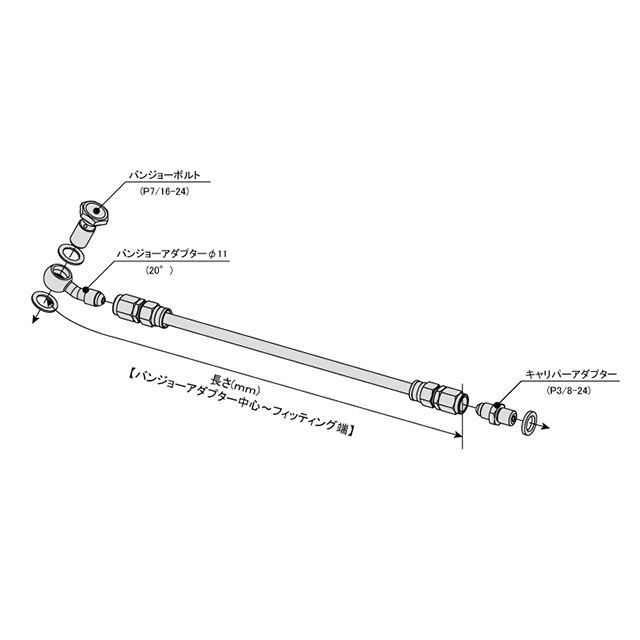 スウェッジライン 汎用 ブレーキホースキットステン11φ20-CAD ハーレー用 600mmブラック SWAGE-LINE